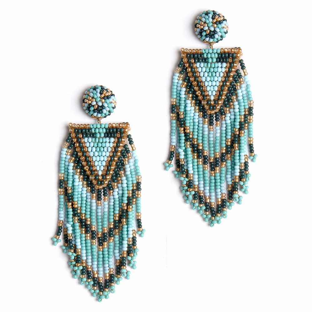 πΊπHPππΊ NWT Anthropologie Deepa Beaded Fringe Chandeliers - Picture 15 of 16